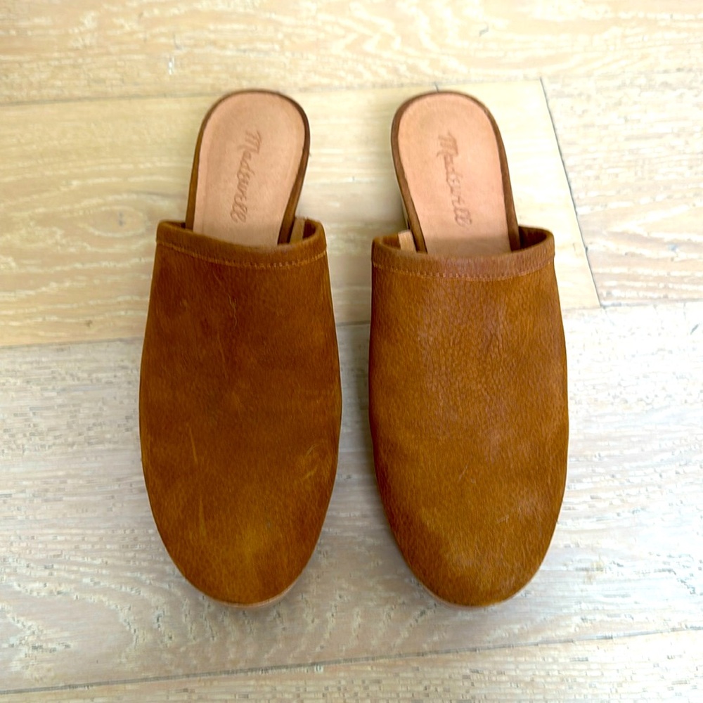 Madewell Tan leather slip on mules women’s 7.5